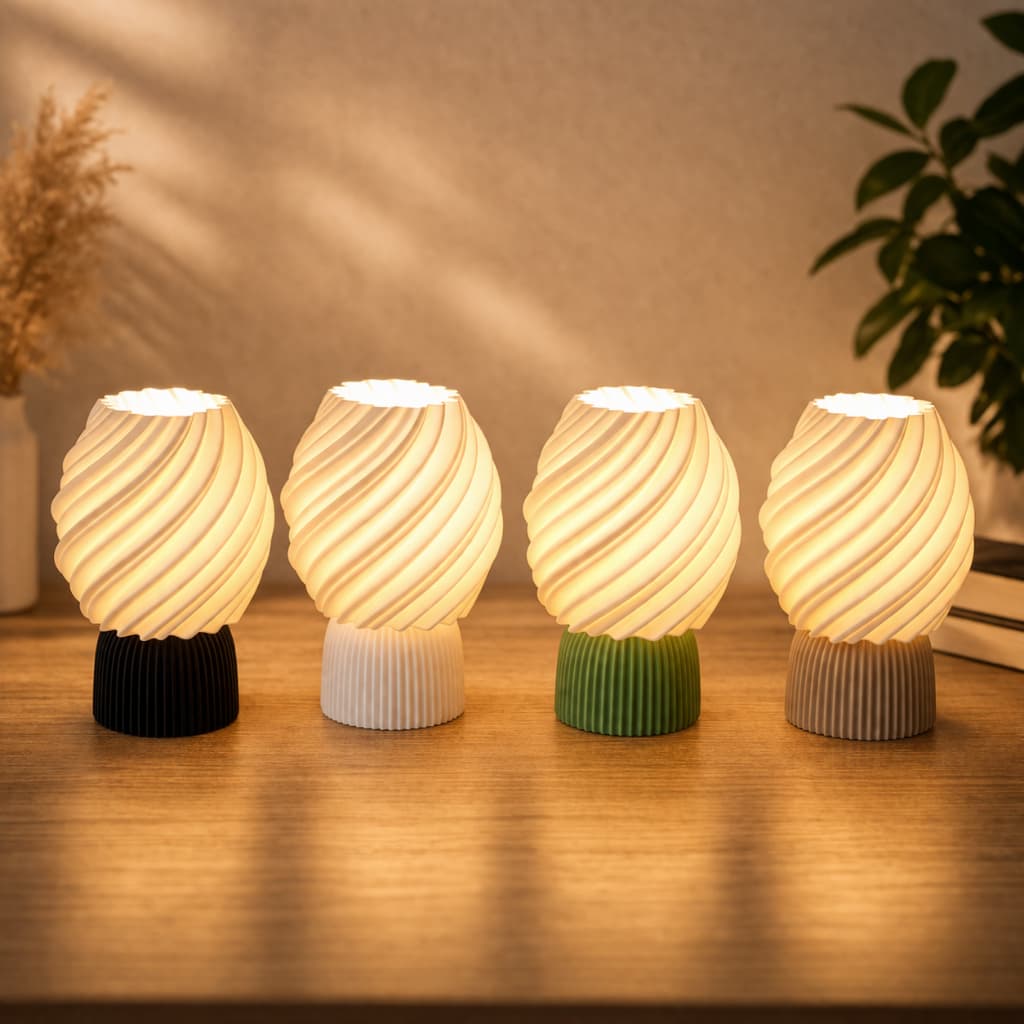 Abajur Luminária de Mesa Spira Cabeceira Design Moderno Minimalista Quarto Sala Escritório