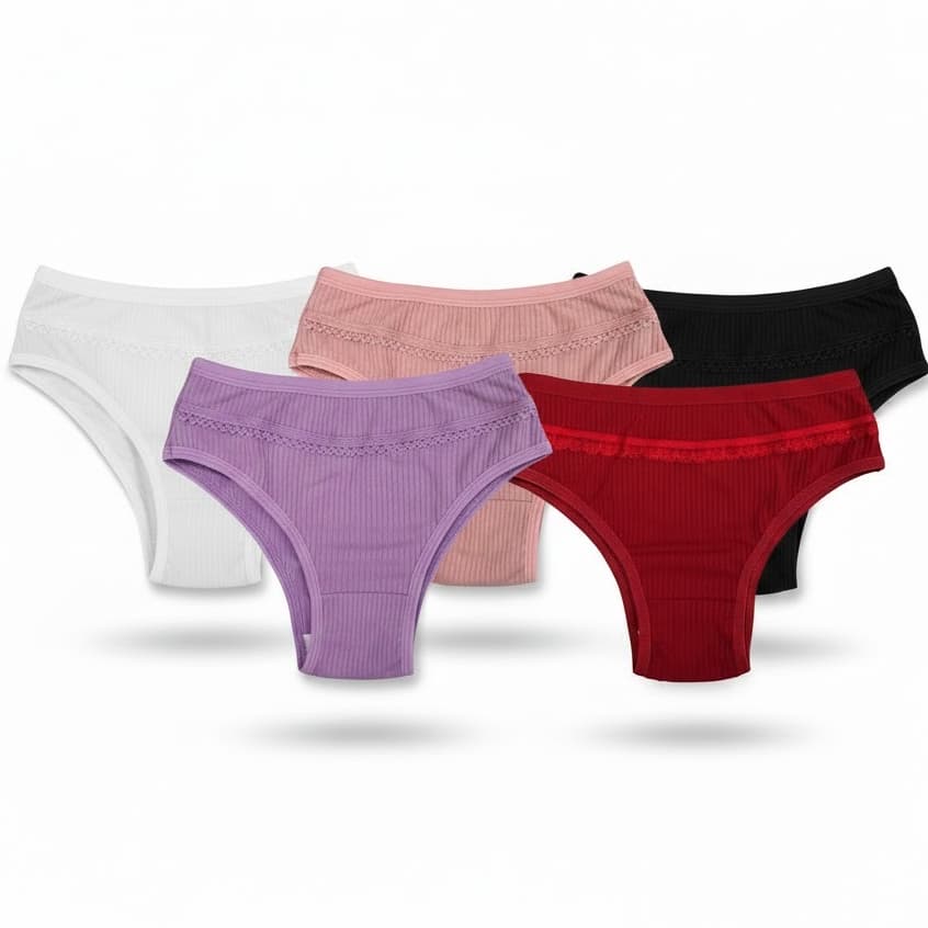 Kit 2 à 6 Calcinha Infantil Canelada com Forro em Algodão Confortável para o Dia a Dia para Meninas