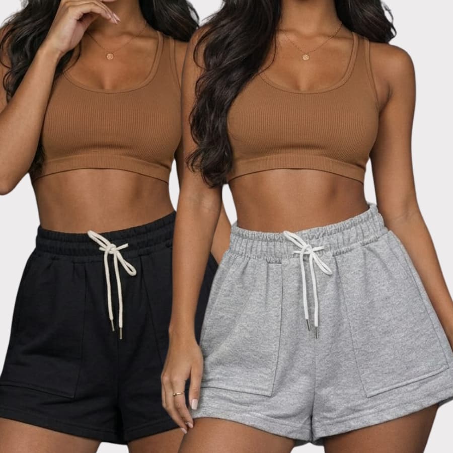 Kit 2 Shorts Femenino 2 Bolsos, de Moletom , Estilo Casual, Praia, Look Casual.