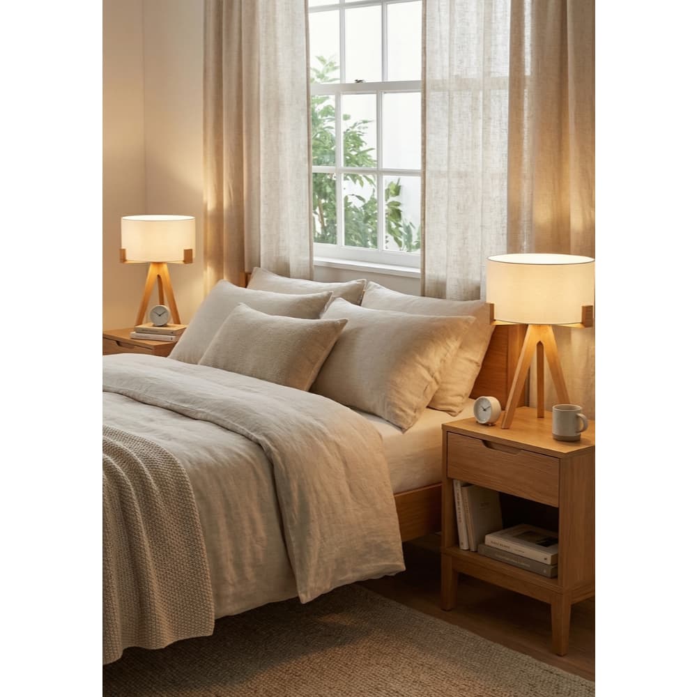 Luminária Abajur de Mesa para Leitura Quarto Mesa de Cabeceira Mesa Lateral Estudos Minimalista em Madeira coom Cupula