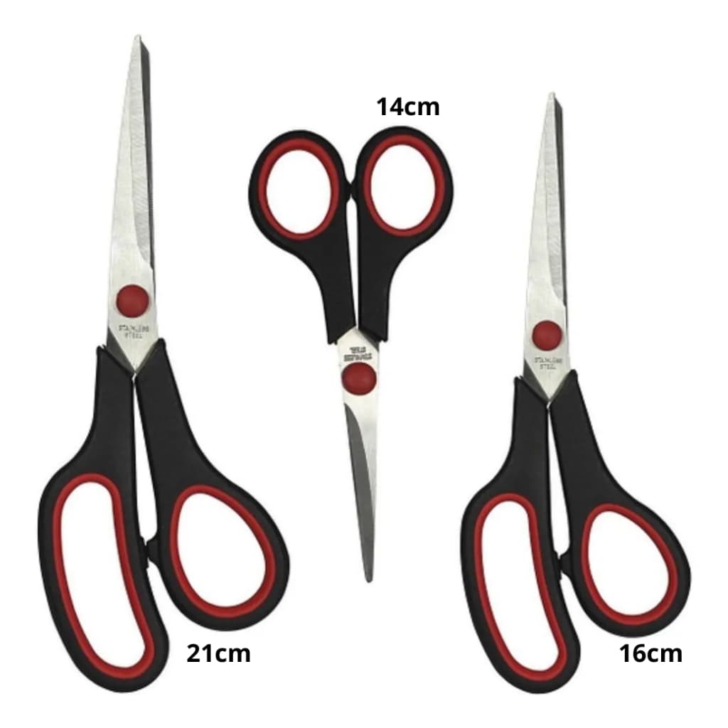 Kit Tesoura Multiuso Profissional 3 Peças Corte Preciso Cozinha Escritório