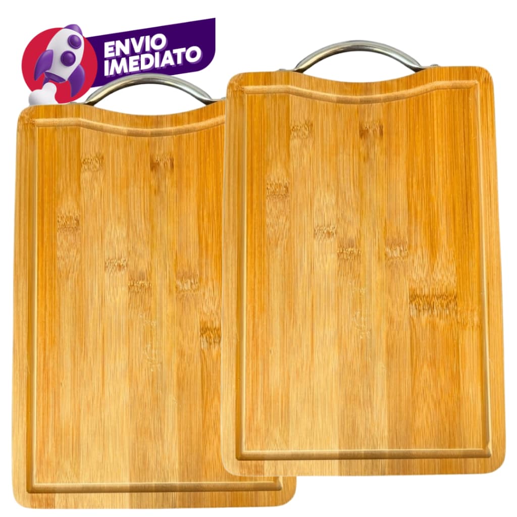 Kit Tabua De Corte Com 2 ou 5 Un Carne Madeira Bambu Retangular Servir Churrasco Frios 32CM