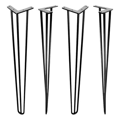 4 Pé De Móveis Clássico Em Aço Preto Hairpin Legs 75cm Para Mesa e Aparador Para Decoração de Sala Apartamento e Edícula
