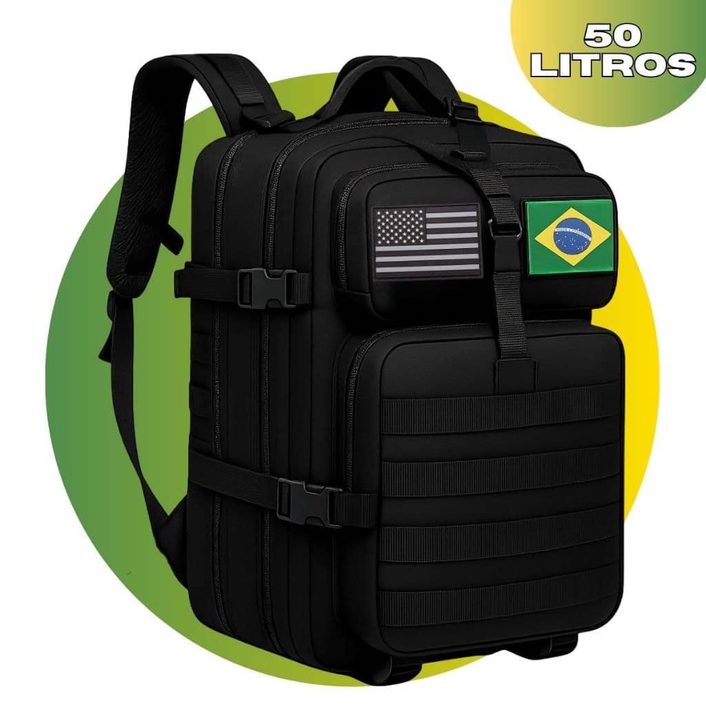 Mochila Tática Militar Bolsa Grande 50 Litros Impermeável Reforçada Resistente A Prova De Água
