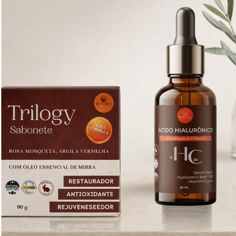 Kit Antiidade Haro Serum Acido Hialuronico e Sabonete Rosa Mosqueta Creme Rugas Hidratante