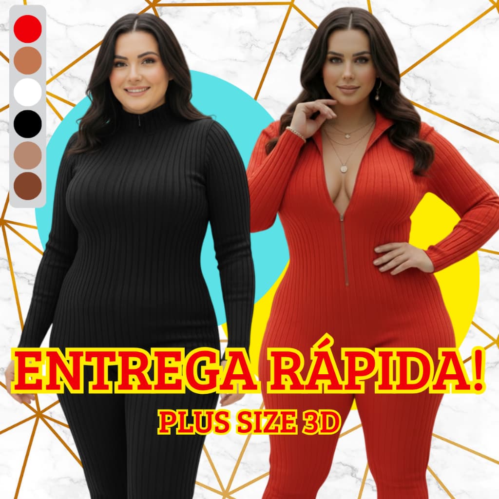 Macacão Virginia Plus Size Chega Hoje 😝🚚 Canelado 3D Modelador Não Transparente Gordinha G1 G2 G3
