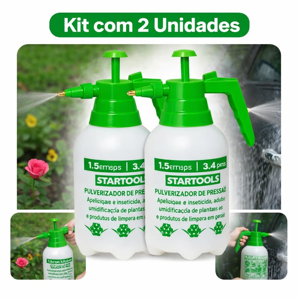 1 ou 2 Pulverizador de Pressão 1,5L Borrifador Manual Jardim Limpeza