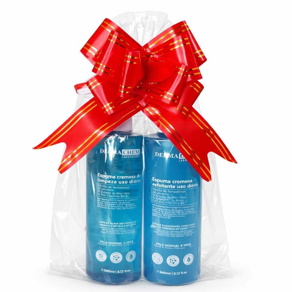Kit Presenteável Skincare Dermachem Limpeza + Esfoliação Espuma Facial 240ml Pele Macia e Renovada