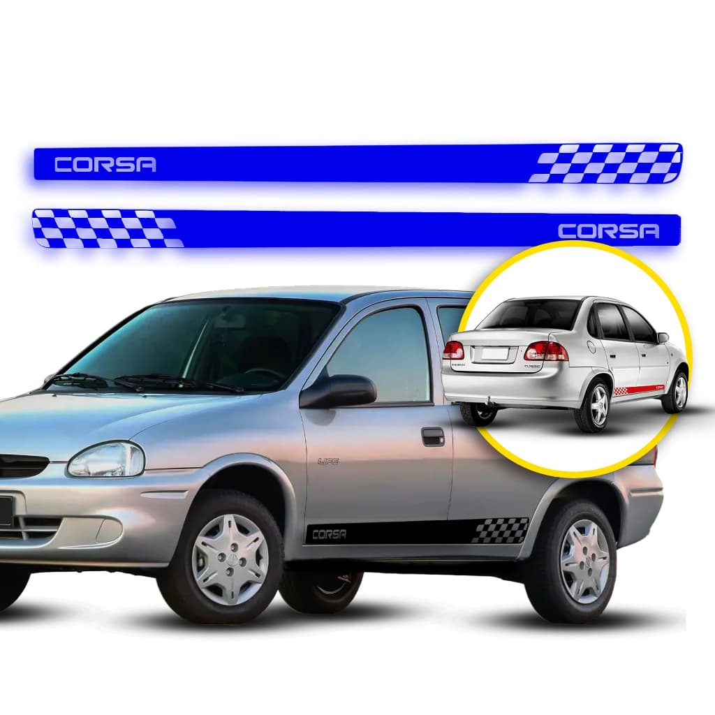 Faixa lateral Corsa adesivo automotivo visual esportivo vinil premium alta fixação carro