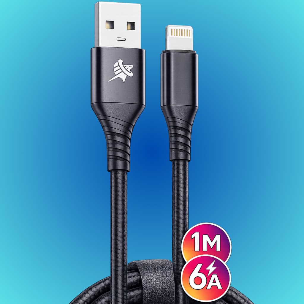 Cabo USB Iphone TURBO 1 Metro Cabo de dados trançado Carregador Lightning IOS