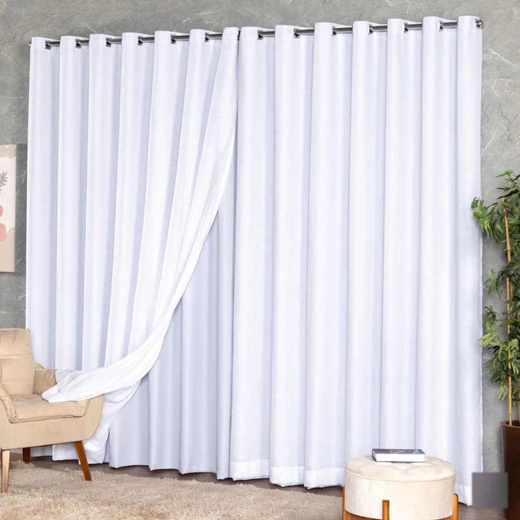 Cortina Voil Gaze De Linho 4,00 x 2,30/ 2,40/ 2,50/ 2,60/ 2,70 /2,80 C/Forro Blackout Grosso