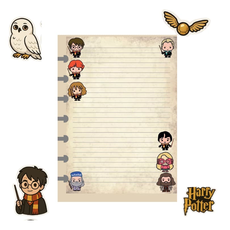 Refil A5 Harry Potter 50 Folhas Papel 90g Caderno de disco