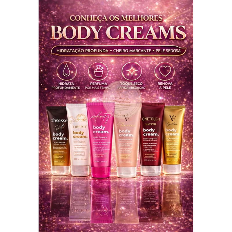 Body Cream Hidratante 200ml Perfume Corporal Alta Fixação Várias Fragrâncias