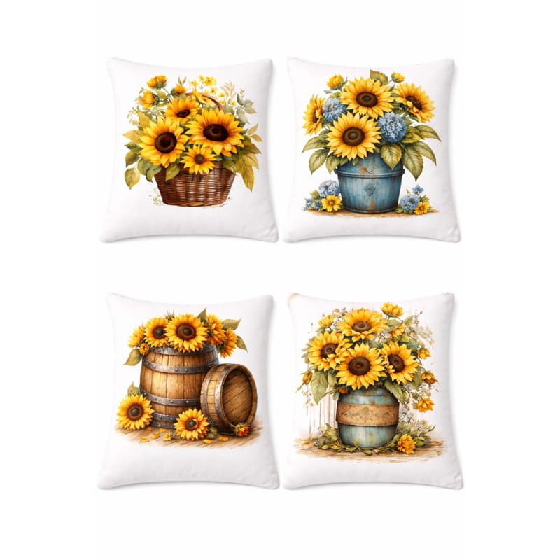 Kit 4 Capas de Almofada Floral 45x45 – Elegância e Conforto para seu Lar