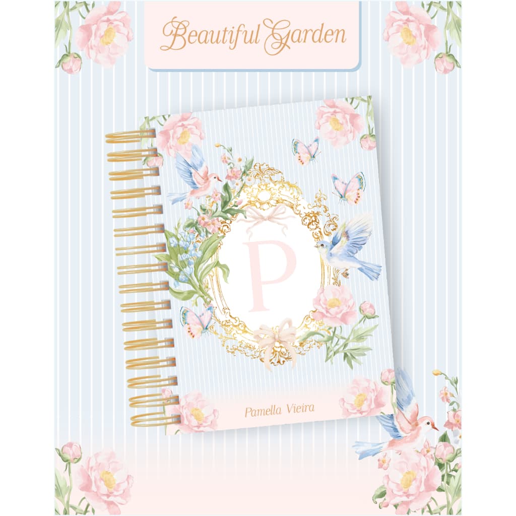 COLEÇÃO BEAUTIFUL GARDEN PERSONALIZADO – AGENDA + PLANNER + CANECA + BLOCO |PRESENTE FEMININO FLORAL