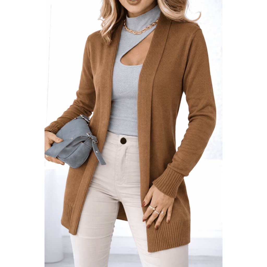 Cardigan Casaco Básico Tricô Moda Feminina Cardigã Kimono Manga Longa Inverno