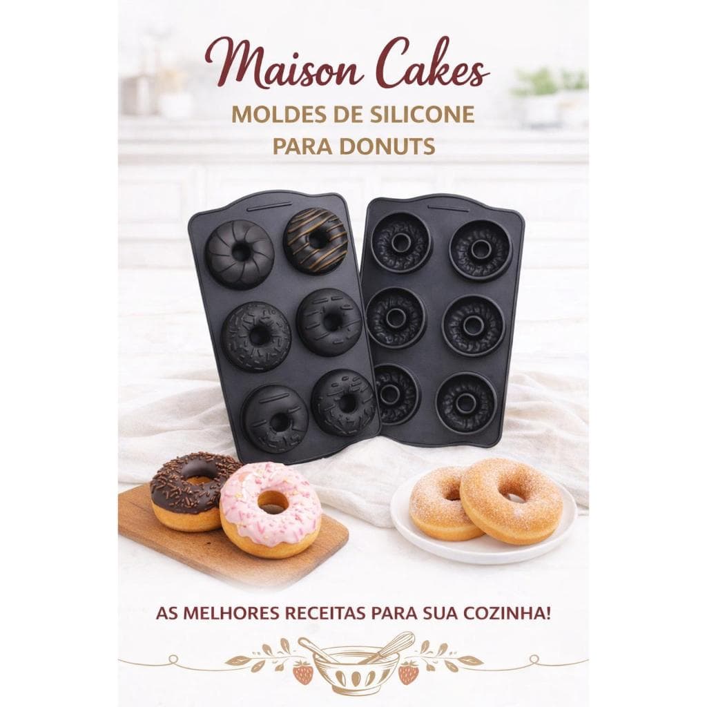 Molde Silicone 6 Cavidades Donuts Antiaderente Resistente Forno Bolo Sobremesa