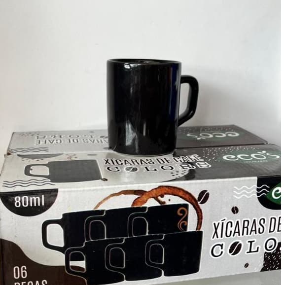 Jogo de 6 Xícaras de Café Colors Black - 80ml