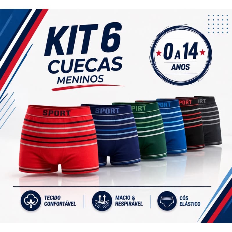 Kit até 10 Cuecas Microfibras Infantil e Juvenil Colorida Estampada Presente Aniversario Escola