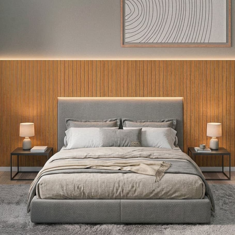 Painel Cabeceira Ripado Casal Luxo Para Quarto Casal Solteiro