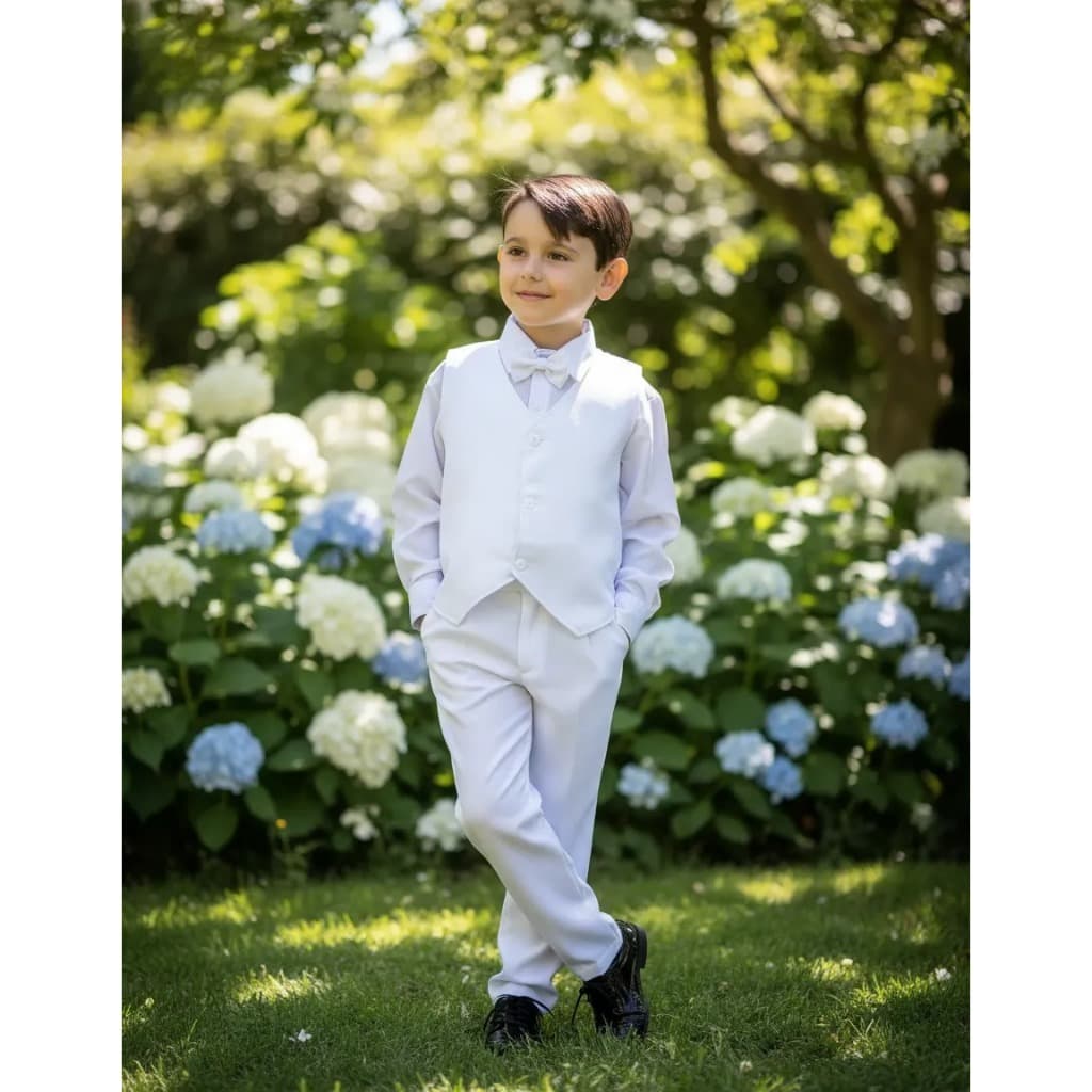 Conjunto Social Infantil Colete Branco Leonardo Pajem Batismo