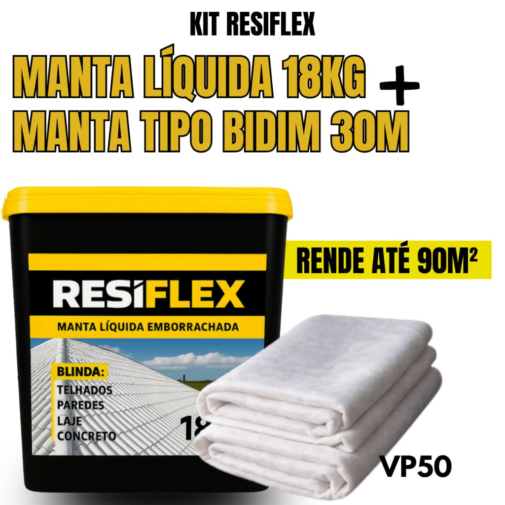 Kit Manta Líquida 18kg + Bidim 30m Vedação Laje Telhado Anti Infiltração Alta Durabilidade