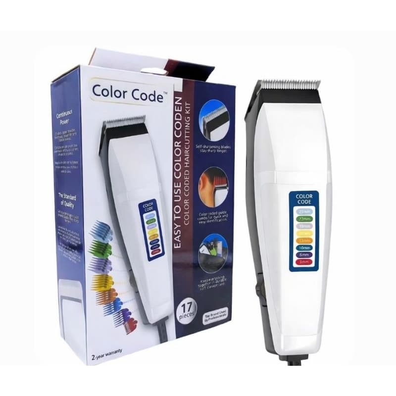 Máquina de Corte de Cabelo com Pentes Coloridos  127V– Kit Completo 17 Peças