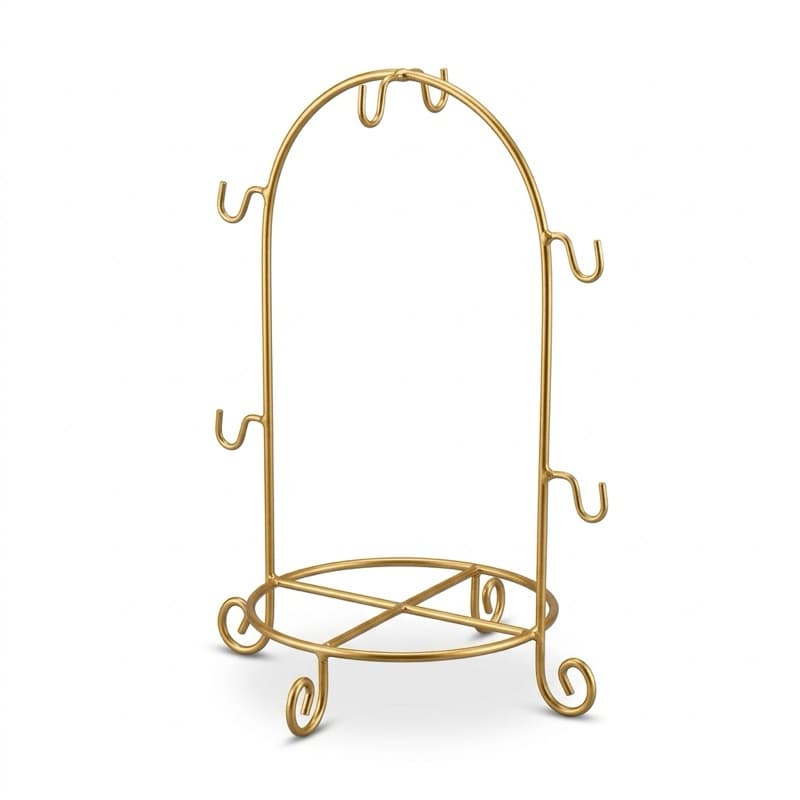 Porta Xícaras e Pires em Ferro | Dourado | Suporte Decorativo para Cozinha