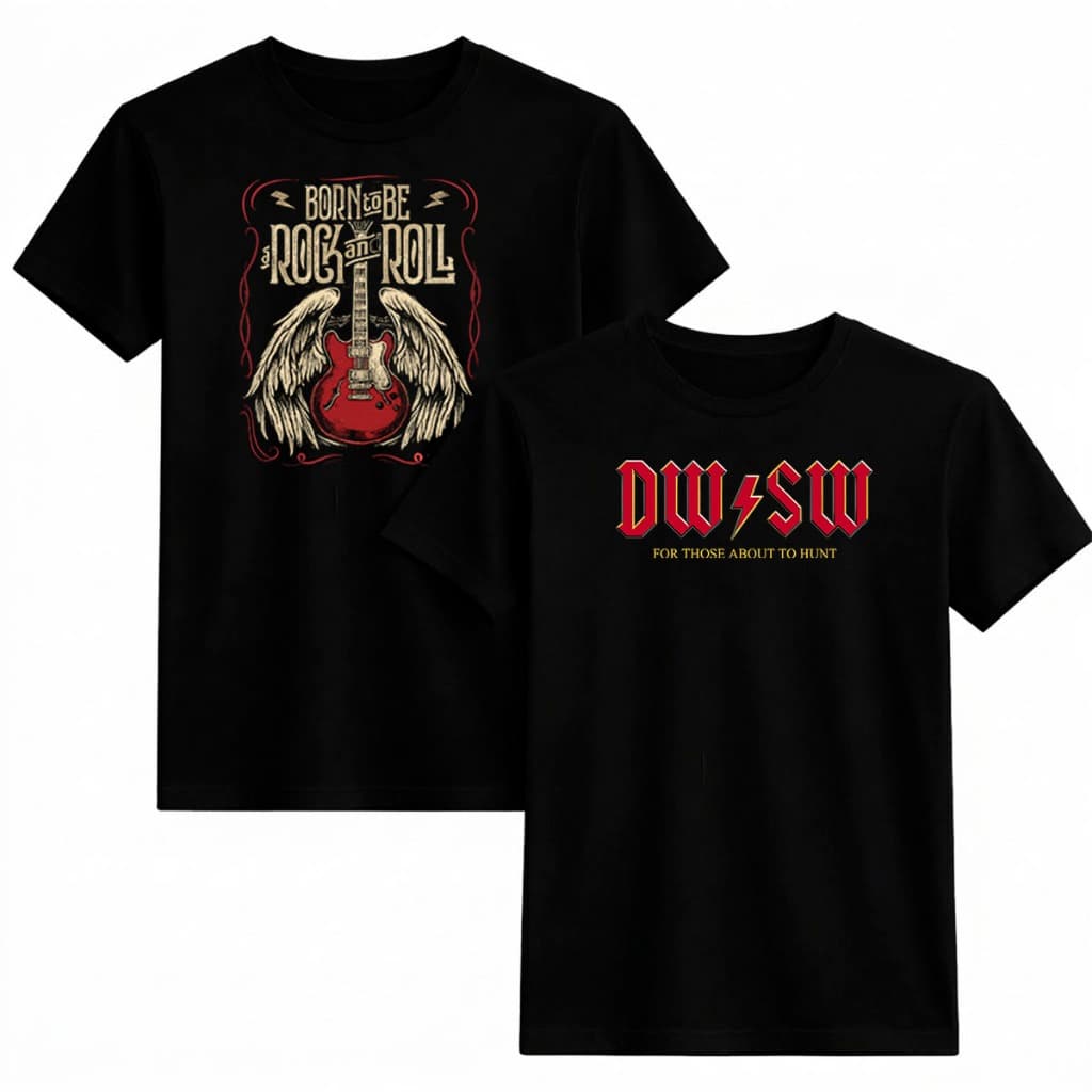 Kit 2 Camiseta Rock Masculina 100% Algodão Born Rock in Roll DWSW Moda Vintage Casual Diária Premium