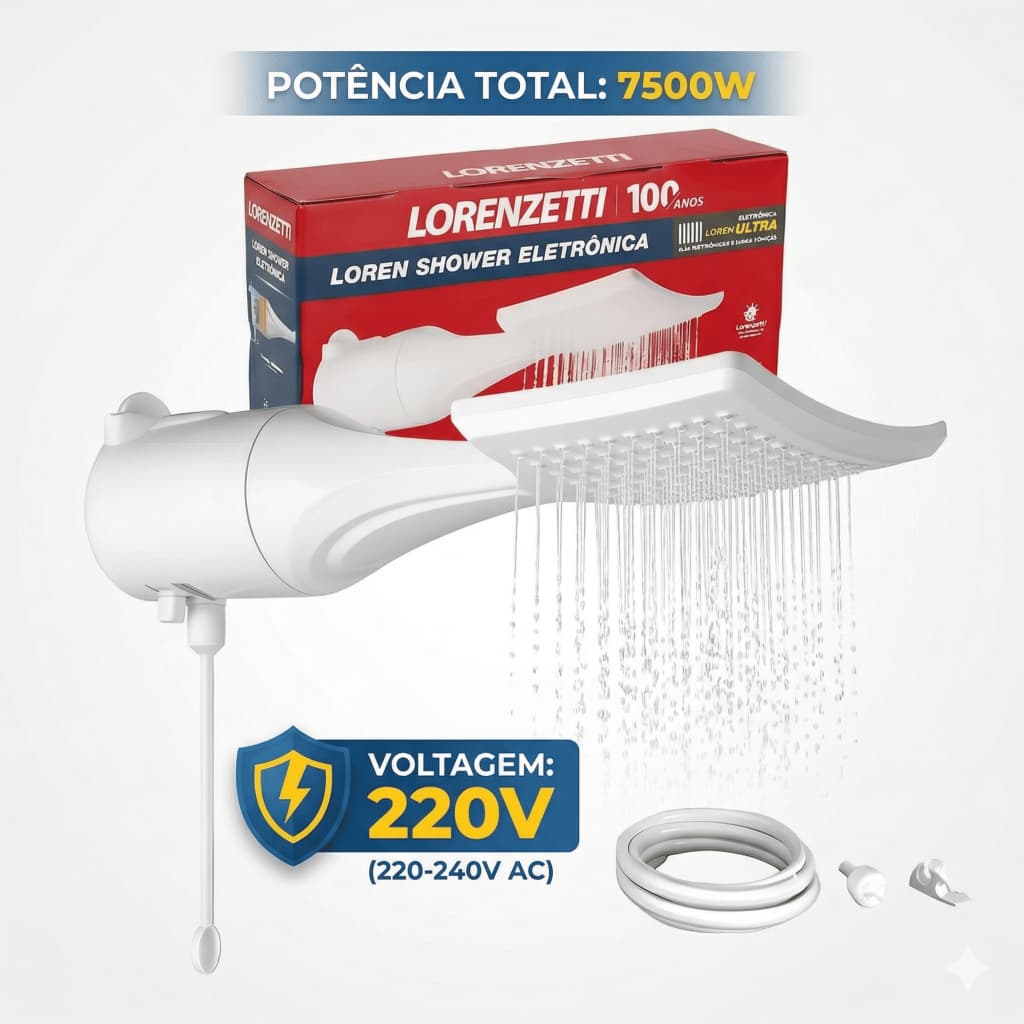 Chuveiro Lorenzetti Loren Shower Ultra Eletrônico Branco 220V 7500W