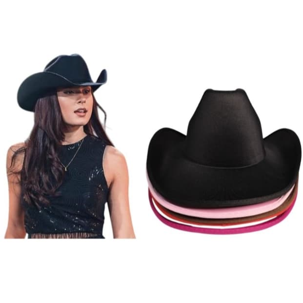 Chapéu Cowboy Country Masculino Feminino Adulto Boiadeira Vaqueira Fantasia Festa Junina Sabrina Cosplay Ana Castela