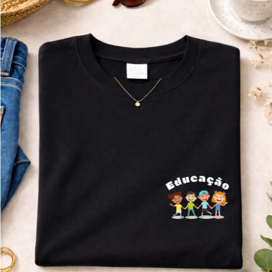 Camiseta Professora Feminina Profissão T Shirt Com Frase Educação 100% Algodão Estampado Pedagogia