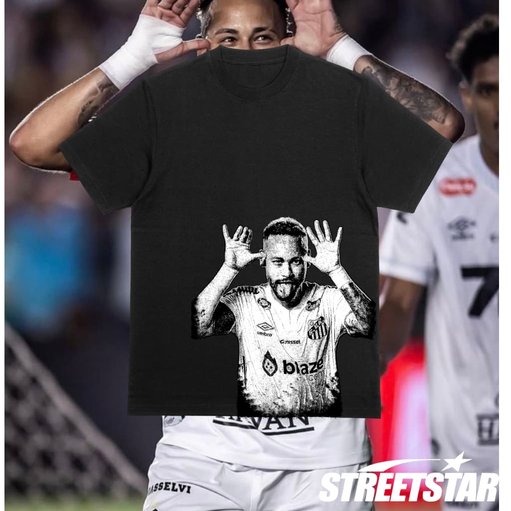 Camiseta Adulto/Infantil Unissex Streetwear Neymar Jr 10 Brasil Futebol Santos Algodão P AO G1