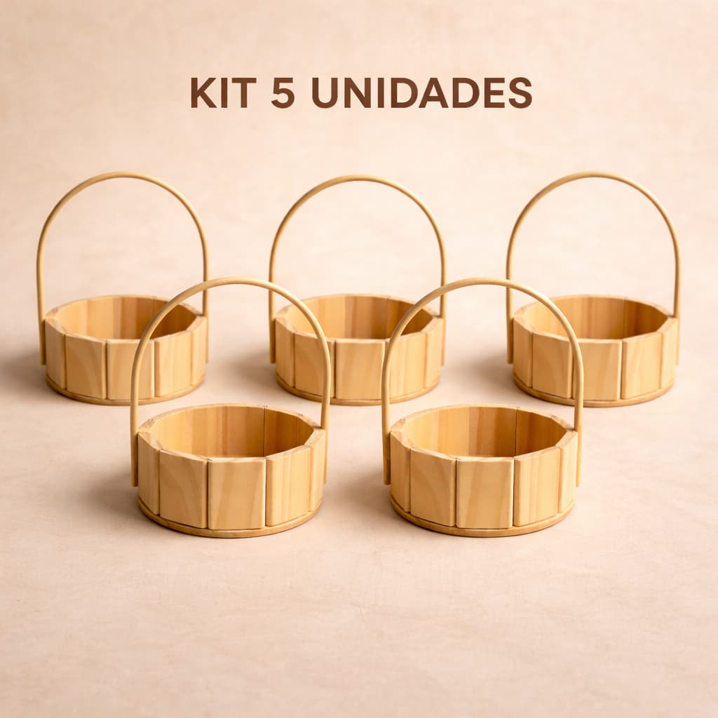 Kit Com 5 Fraldeira De Madeira Redonda 16cm Lembrancinha Com Alça Dia das Mães Páscoa Namorados Festa Junina Brindes