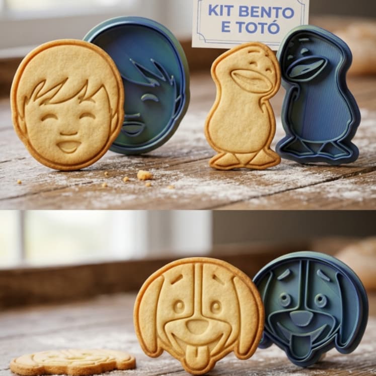 Cortador Biscoito Kit Bento e Totó Confeitaria Fondant Pasta Americana Alta Precisão