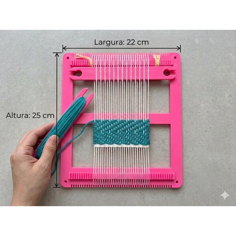 Mini Tear de Tecelagem Manual em Rosa Vibrante - Perfeito para Iniciantes e Artesanato DIY