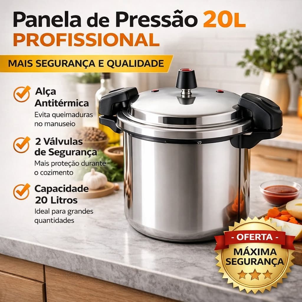 Panela Pressao 20 Litros Profissional Fechamento Externo Alta Capacidade Seguro Resistente