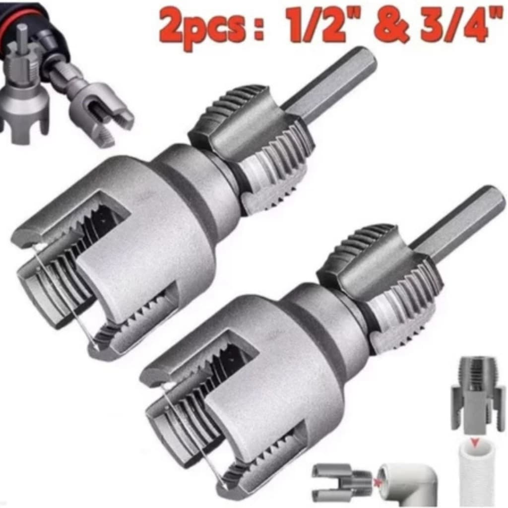 Kit 2 Abridores de Roscas Interna e Externa em Tubos de PVC1/2 e 3/4 com Encaixe Parafusadeira 15659+15660envio imediato