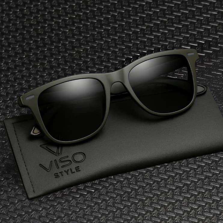 Óculos de Sol Polarizado Quadrado Premium Preto Fosco Degradê Tendencia Verão Praia uv400 Masculino