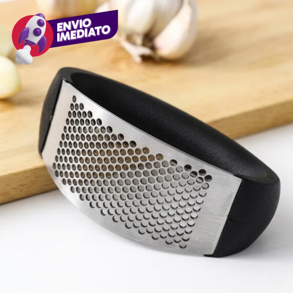 Kit 05 Pç Amassador Espremedor Triturador Alho Inox Tempero Esmagador Manual Pressão