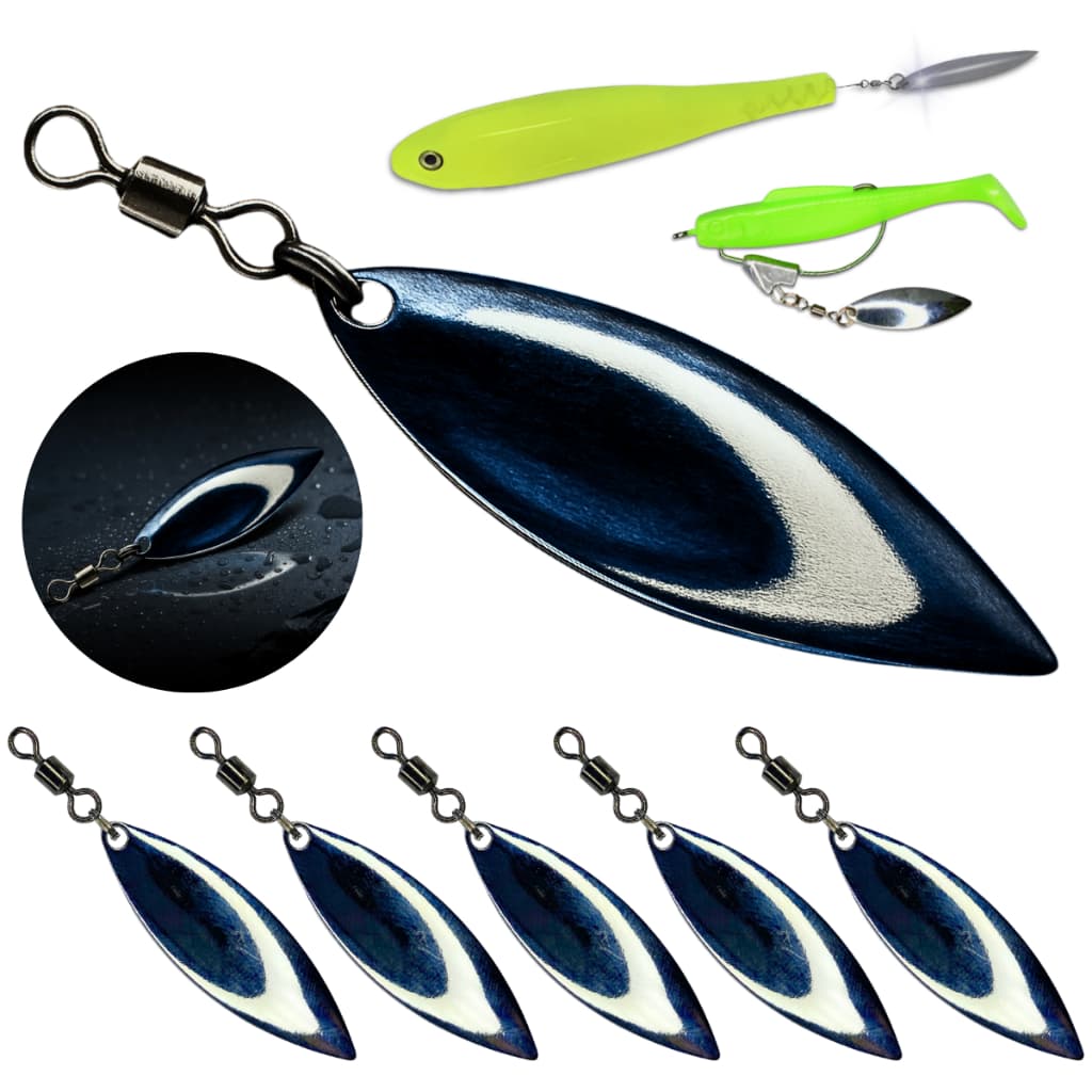 Spin Blade Isca Artificial Pesca Kit 5 Girador Colher Cromada Traíra Tucunaré Dourado Robalo