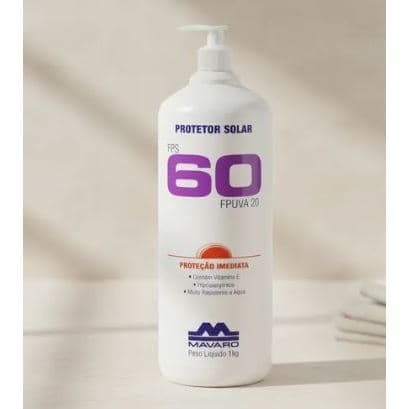 Protetor Solar 1kg Mavaro FPS 60 Profissional Resistente à Água e Suor