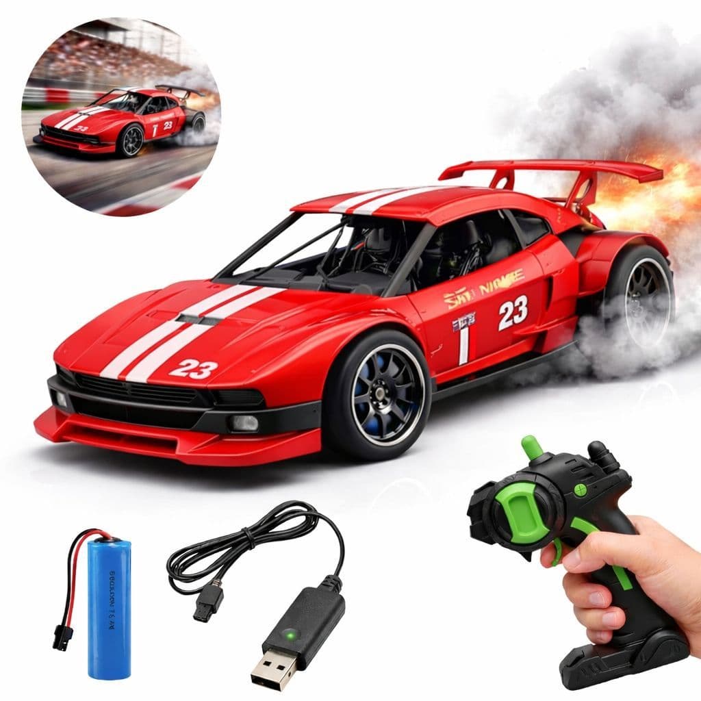Carrinho Controle Remoto Recarregável Drift Solta Fumaça Com Luz Corrida