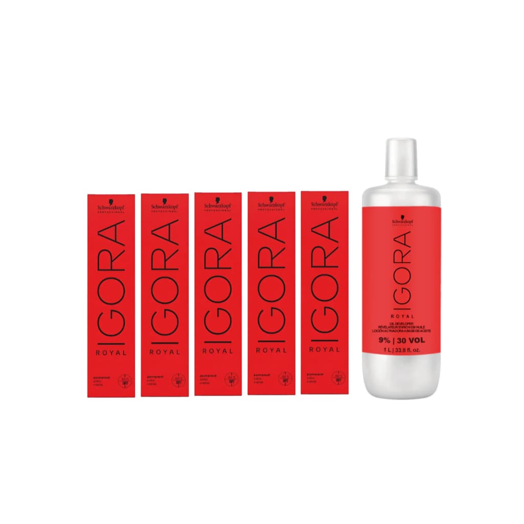 Kit Schwarzkopf Professional Igora Royal 5x Coloração + 1 Oxigenada  1Litro