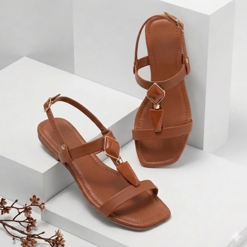 Sandália Rasteira Feminina Com Pedrarias e Fivela Ajustável - Confortável e Elegante Ideal Para Trabalho e Passeios