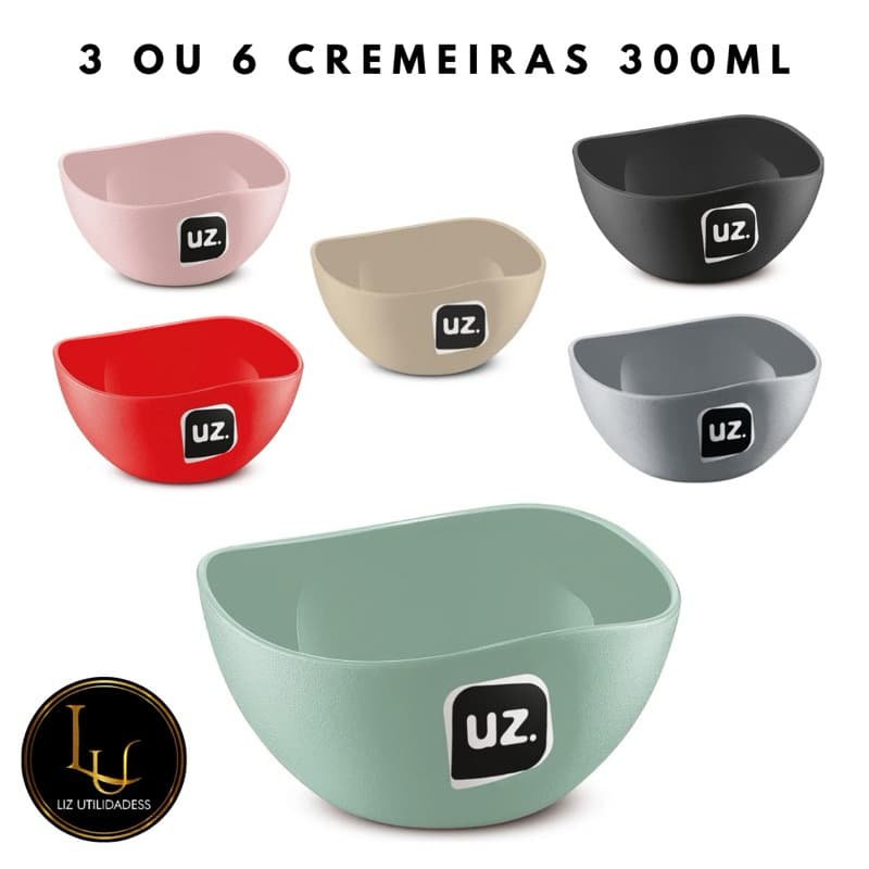 Kit com 3/6un. CREMEIRAS GOLD TIGELAS BACIA 300ml DIVERSAS CORES UZ.O