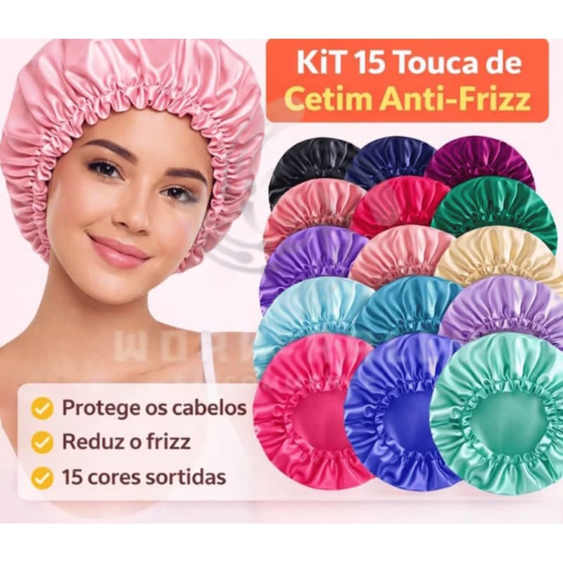 Kit 15/8/4 Touca de Cetim  Anti-Frizz para Cabelos - Unissex