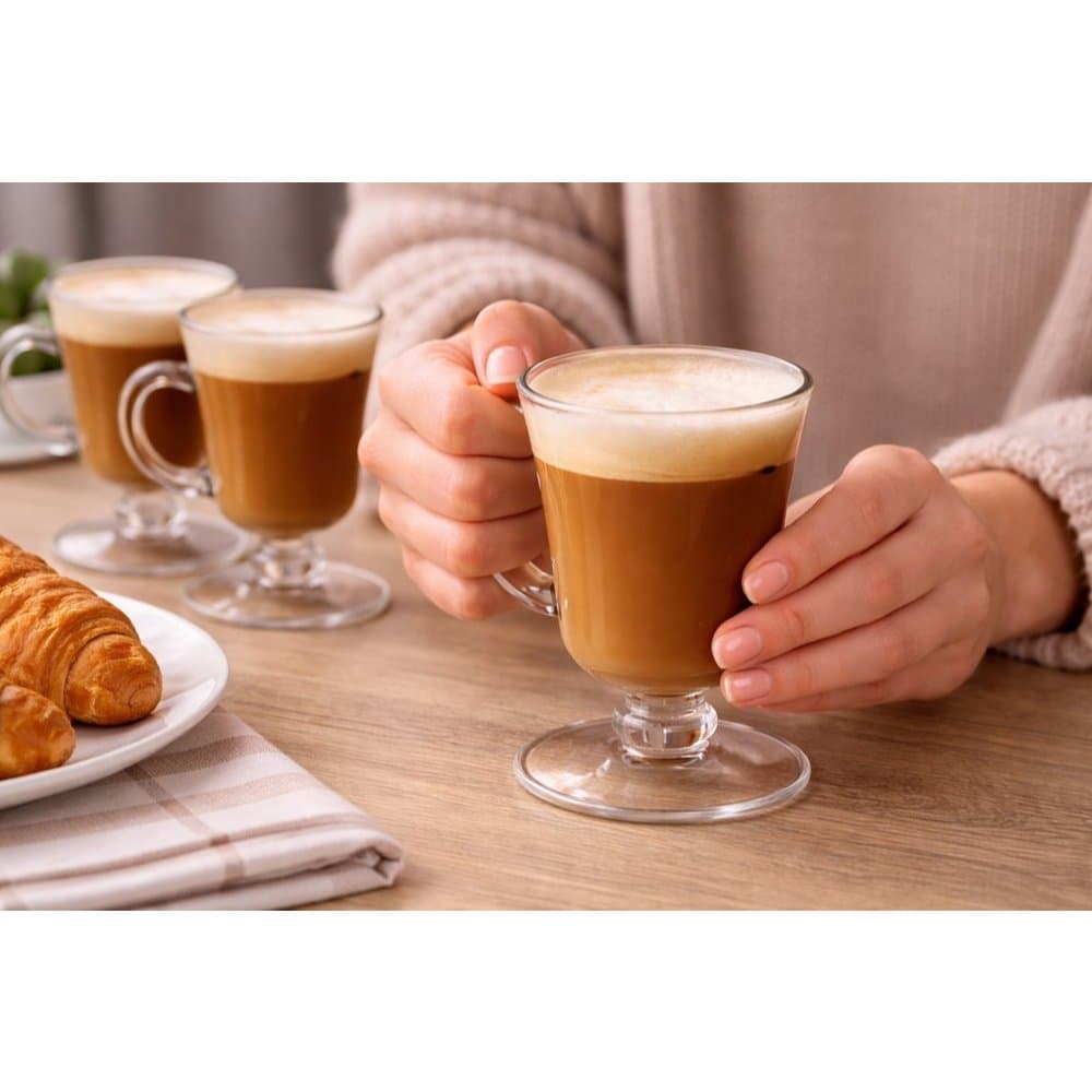 ☕ Jogo 3 Canecas Cappuccino Vidro 250ml Café Gourmet Promoção Caneca Transparente