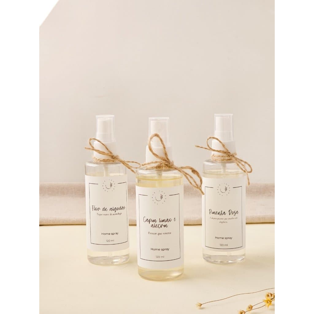 Kit 3 Home Spray Aromatizador Capim Limão e Alecrim, Flor de Algodão e Pimenta Rosa Casa Cheirosa