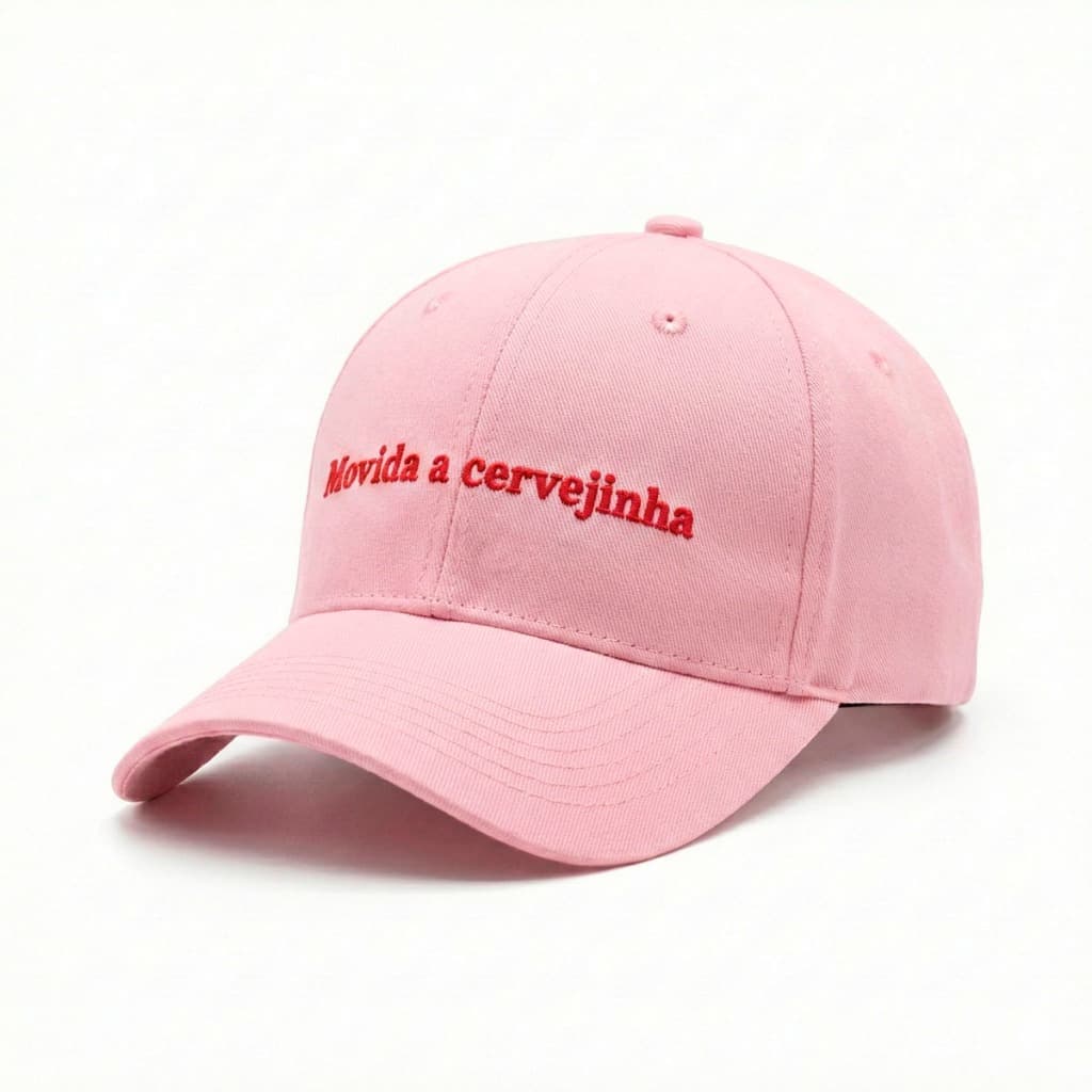 Boné Movida a Cervejinha Bordado Bone Feminino Cachaceira Festa Show Meme Vermelho Rosa